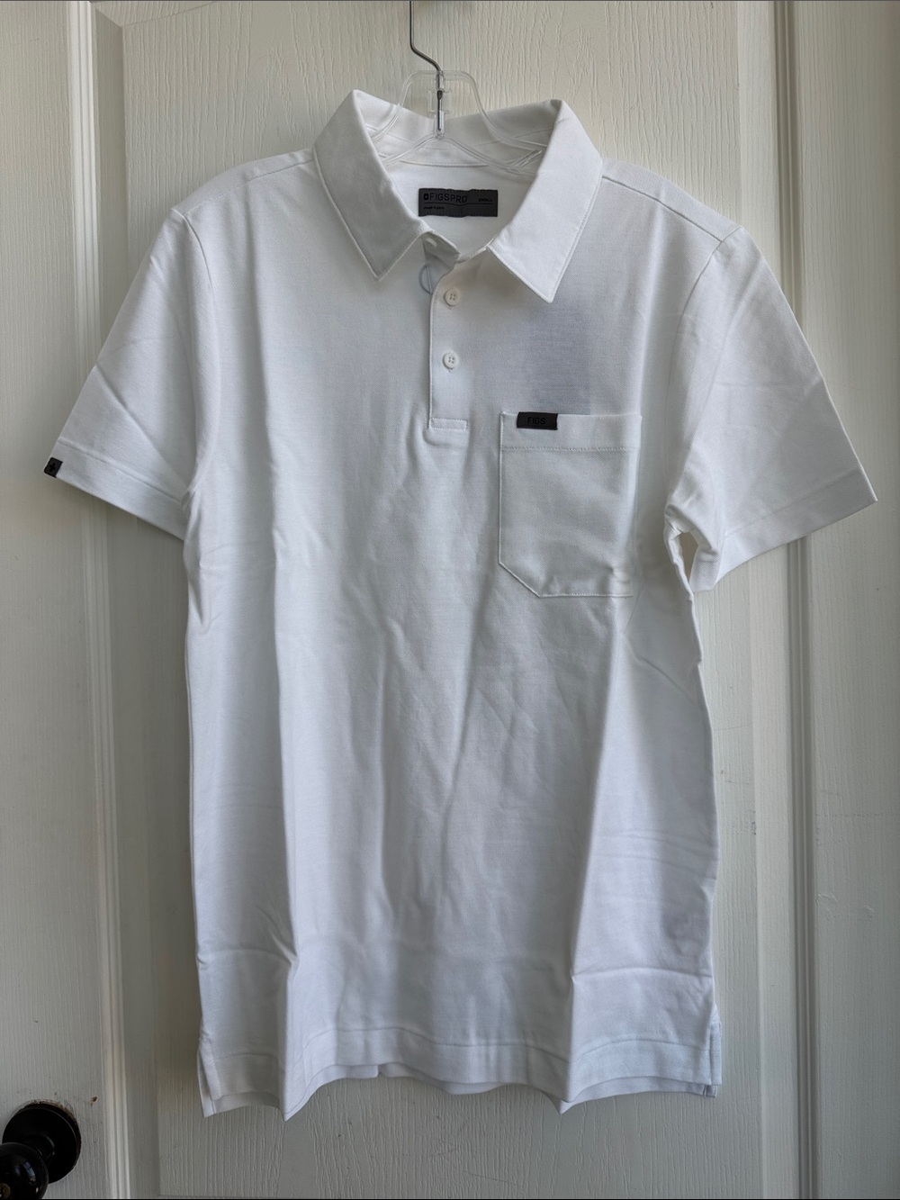 FIGS PRO Technical Pique Scrub Polo White Small NWT Medical Uniform Shirt